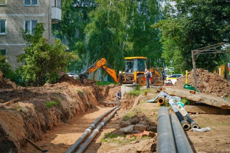 В селе Васильевское меняют тепловые сети